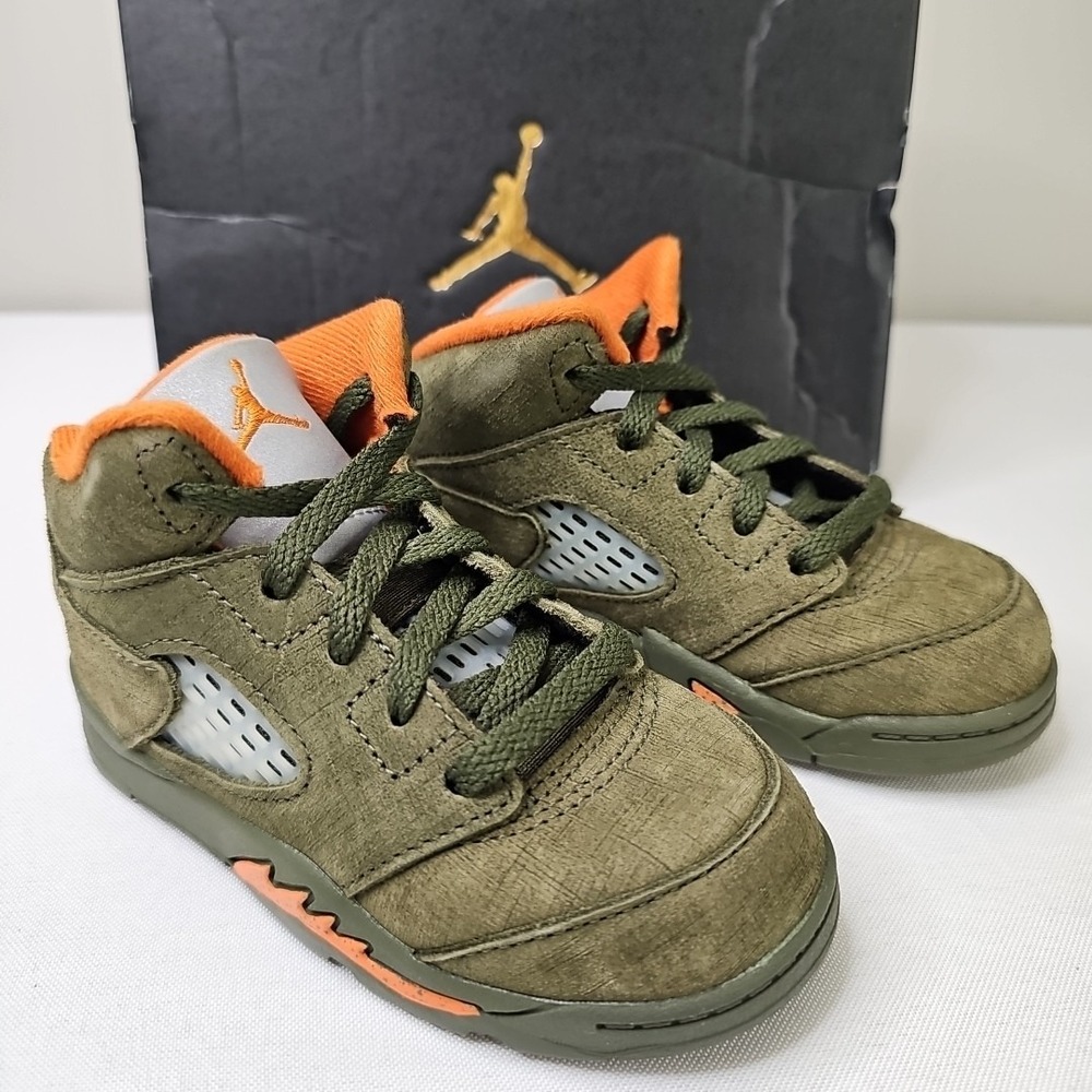 8C Toddler Nike Air Jordan 5 Retro "Olive" Army Solar 2024 440890-308 VNDS - Picture 4 of 13